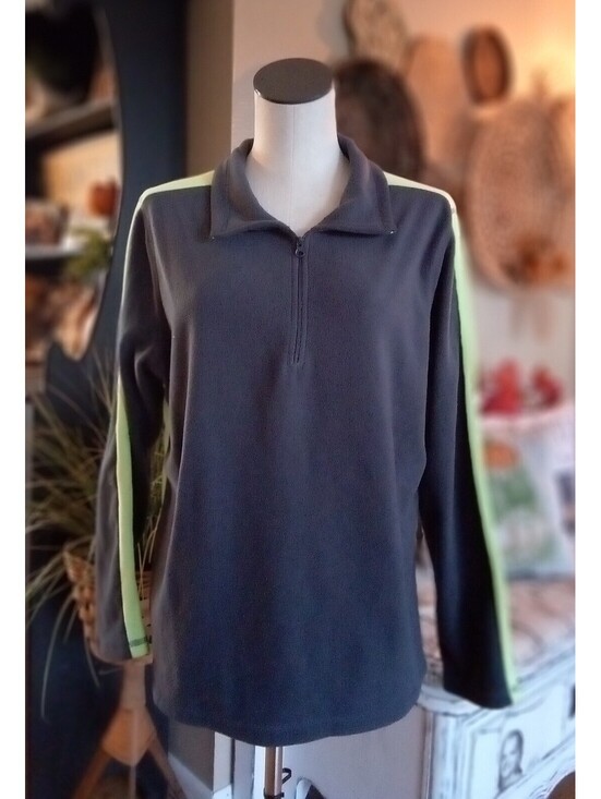 Old Navy Jackets & Blazers - Old Navy Women’s Quarter Zip Long Sleeve Pullover Fleece Size XL Gray/Lime Green